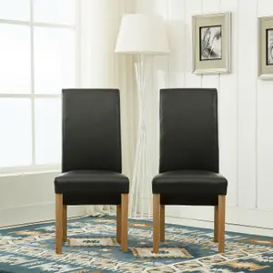 MCC Direct Deluxe High Back Leather Dining Chairs Black