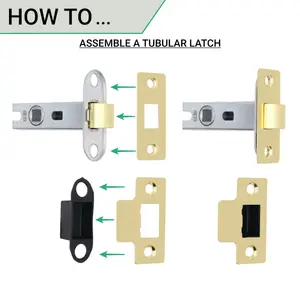 EAI Glass Door Knob Latch Kit - 76mm hinges - 78mm latch - Polished Brass