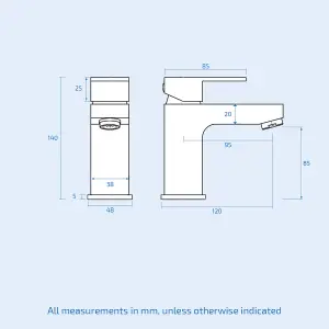 Nes Home Aldo Modern Bathroom Chrome Deck Mounted Solid Brass Basin Mixer Tap