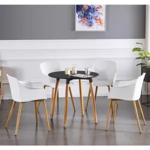 Single Eden Dining Chairs with Leather Cushions Dining Armchair White