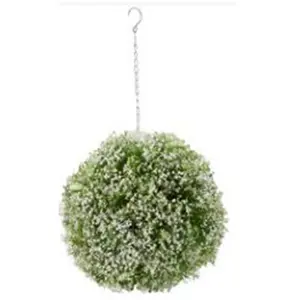 Set of 2 Artificial Gypsophila 30cm Topiary Balls - Weather & UV Resistant Round Faux Green Plant with Removable Hanging Chain