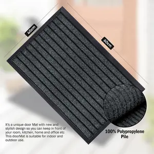 Kinadee Indoor/ Outdoor Non Slip Hallway Door Mat Grey / Rectangle 40 x 60cm