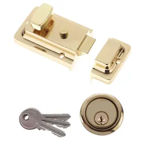 Diall Brass effect 60mm Deadlock Night latch, (H)62mm (W)90mm