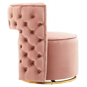 Interiors by Premier Pink Velvet Swivel Arm Chair, Comfortable Arm Chair with 360 Rotation, Contemporary Velvet Chair for Home