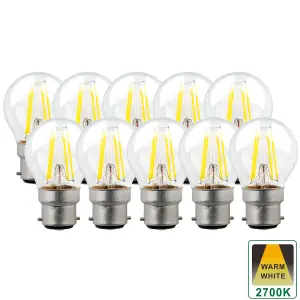 Harper Living 5 Watts B22 BC Bayonet LED Light Bulb Clear Golf Ball Warm White Dimmable, Pack of 10