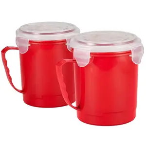 1x Microwave Plastic Soup Mug Portable Travel Mug With Lid Airtight Seal 800ml