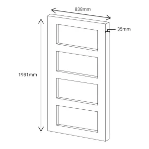 Fortia 4 panel Unglazed Shaker White Internal Pine Door, (H)1981mm (W)838mm (T)35mm