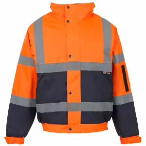 Hi-Vis 2 tone bomber Jacket orange/blue(mob pkt&bottom zip C3/Std -XL