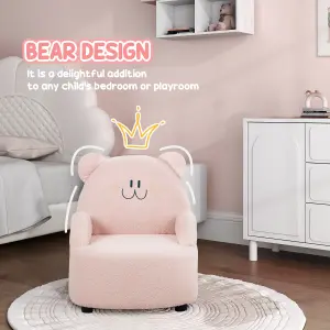 AIYAPLAY Kids Armchair, Bear Shaped Toddler Chair for Bedroom - Pink