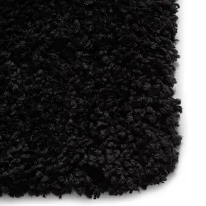 Black Plain Shaggy Modern Easy to Clean Rug for Living Room Bedroom and Dining Room-160cm X 220cm