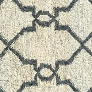 Modern Cream Trellis Geometric Jute Area Rug 190x280cm