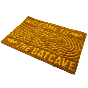 Batman Welcome To The Batcave Embossed Door Mat Brown/Yellow (One Size)