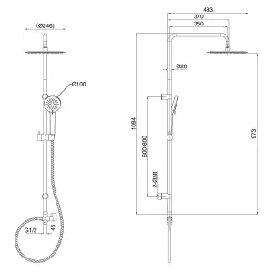 Nes Home Exposed Round Shower, Thermostatic Mixer Tap, Handset & Riser Rail Kit