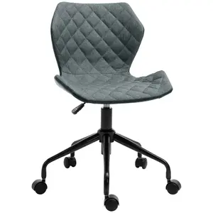 HOMCOM Home Office Swivel Desk Chair Nylon Wheels Adjustable Height Linen Grey