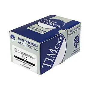 TIMCO Twin-Threaded Countersunk Silver Woodscrews - 10 x 2 1/4 (200pcs)