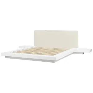 EU King Size Faux Leather Headboard Bed with LED White ZEN