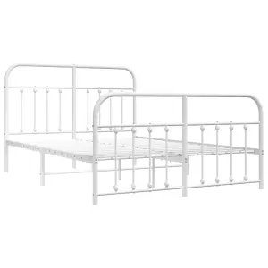 Berkfield Metal Bed Frame with Headboard and Footboard White 140x190 cm