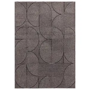 Charcoal Abstract Funky Modern Easy to Clean Geometric Rug For DiningRoom-200cm X 290cm