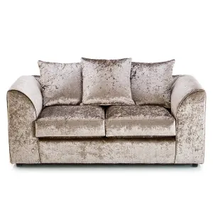 Crystal Crushed Velvet Fabric Fabric SofaSet 3 and 2 Seater Sofa  Mink - Scatter Back