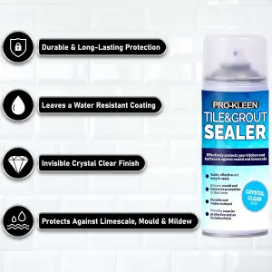 Pro-Kleen Tile & Grout Sealer 400ml x2- Waterproof Protection Against Mould, Mildew & Limescale - Seals & Protects