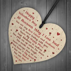 Novelty Valentines Gift For Boyfriend Husband Wife Wood Heart Special Keepsake Love Sign