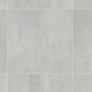 Grey Modern Tile Effect Anti-Slip Vinyl Flooring for Home, Shops, & Offices, 3.8mm Thick Vinyl Sheet-2m(6'6") X 4m(13'1")-8m²