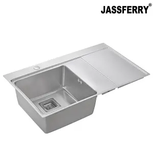 JASSFERRY Kitchen Sink 1.2 mm Stainless Steel Single Bowl Righthand Drainer Square Strainer