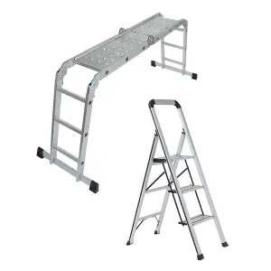 11-in-1 Folding Combination Ladder & 3 Step Slimline Ladder Wolf Access All Areas Set