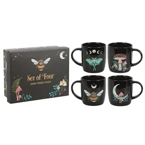 Something Different Dark Forest Mug (Pack of 4) Black/Multicoloured (One Size)