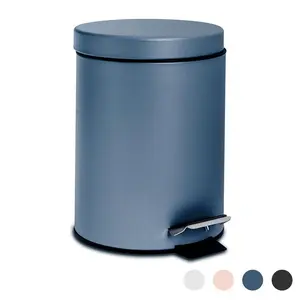 Harbour Housewares - Round Bathroom Pedal Bin - 3 Litre Blue