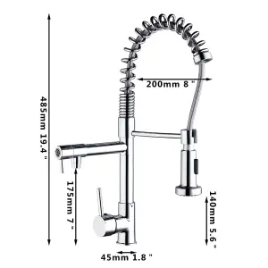 Pull-Down Kitchen Tap Chrome Finish Swivel Spout Mixer Tap Dual Spout Faucet