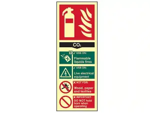 Photoluminescent CO2 Fire Extinguisher Sign - Durable and Self-Adhesive 75 x 200mm