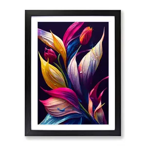 Vibrant Flowers No.6 - Single Picture Frame Print Black Framed / 34cm H x 25cm W x 2cm D