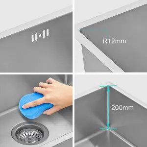 JASSFERRY Undermount Kitchen Sink Handmade 1.2mm Thickness Stainless Steel Single Bowl, 540 X 440 mm