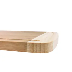 Woodluv Chef Professional Bamboo Large Chopping Board Butcher Block for Kitchen with Dripping Juice Collecting Groove & 2 Utensils