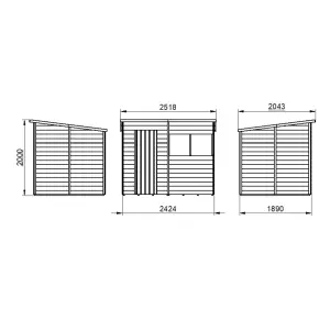 Forest Garden Overlap 8x6 ft Pent Wooden Pressure treated Shed with floor & 2 windows