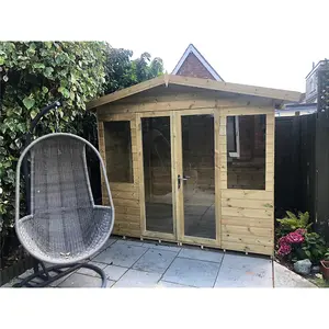 15 x 12 Pressure Treated T&G Wooden Summerhouse + Overhang + Long Windows  (15ft x 12ft) / (15' x 12') (15x12)