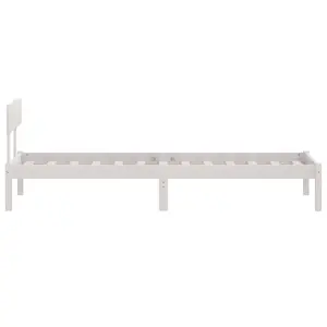 Berkfield Bed Frame White Solid Wood 75x190 cm Small Single