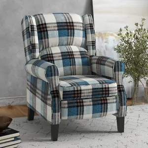 HOMCOM Recliner Chair for Living Room Wingback Chair with Padded Armrest Blue