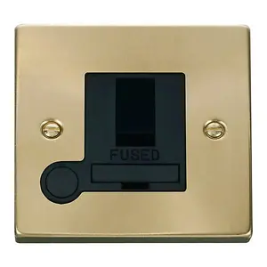 Satin / Brushed Brass 13A Fused Connection Unit Switched With Flex - Black Trim - SE Home