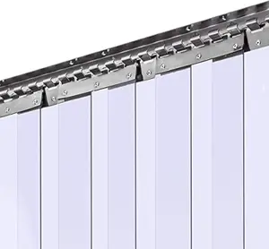 AirTech-UK PVC Strip Curtain Door Kit 1 x 2.5 meters with 5 Strips (2mm Thick and 200mm Wide), Stainless Steel Rail and Clamps