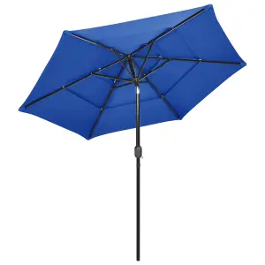 Berkfield 3-Tier Parasol with Aluminium Pole Azure Blue 2.5 m