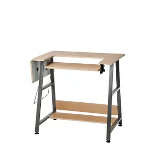 Sewing Online Small Sewing Table, Wood/Dark Grey Legs with Adjustable Platform