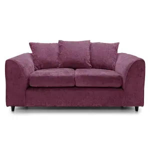 Monaco Chenille Fabric 2 Seater Sofa Purple Scatter Back