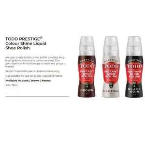 Todd Prestige Instant Shoe Polish Protect & Shine Black Noir 75ml