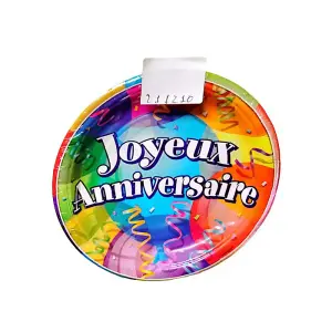 Unique Party Joyeux Anniversaire Party Plates (Pack of 8) Multicoloured (One Size)