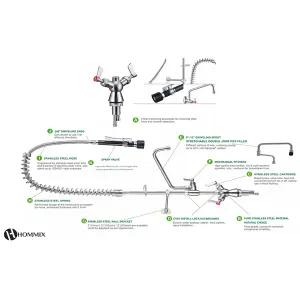 Hommix Udine Bridge Commercial Restaurant Kitchen Pre-Rinse Spray Tap