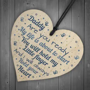 Red Ocean Daddy To Be Gifts Fathers Day Gifts Valentines Gift For Daddy To Be New Baby Gifts Wooden Heart Plaque