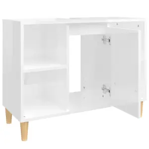 Berkfield Sink Cabinet High Gloss White 80x33x60 cm Engineered Wood