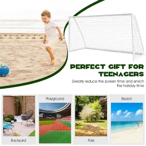 Costway Kids Junior 12 x 6 FT Football Goal Football Training Net Practice Game Target